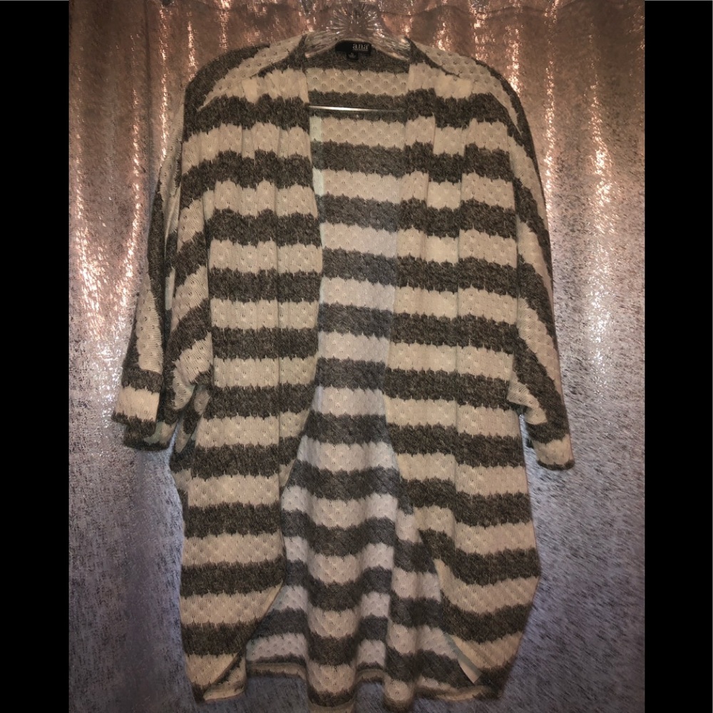 Gray and White striped cardigan